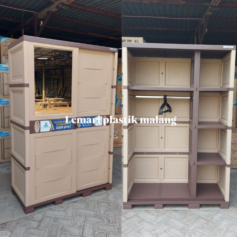 Lemari plastik olymplast 2 pintu sleding