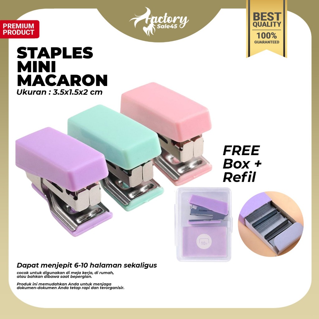 

Mini Stapler SET Macaron Color/ Staples Mini Dengan Set Isi Warna Pastel Macaron F1190
