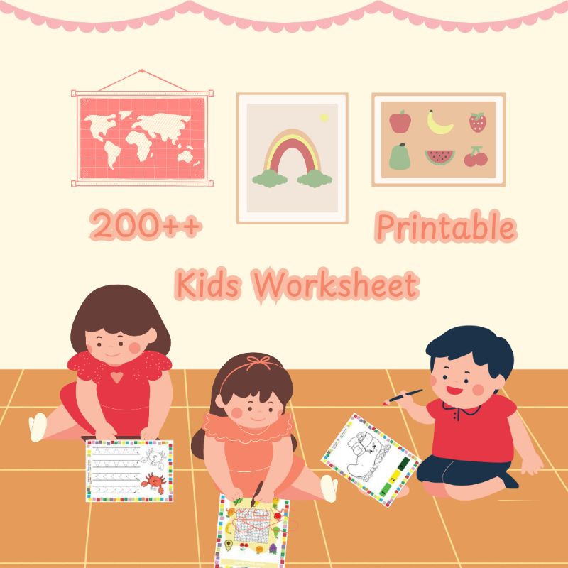 Preschool learning worksheet printable alphabet, numbers, maze game, lembar aktivitas anak bisa dipr