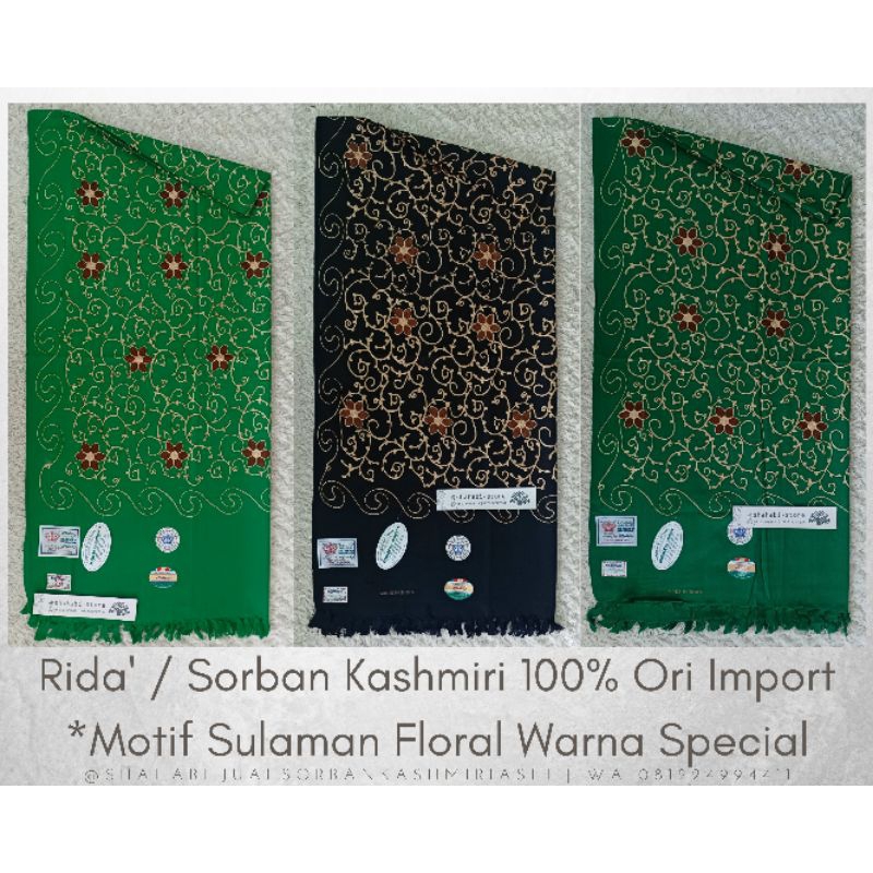 Sorban Kashmiri Habib Sulam Floral Asli / Kashmiri Motif Langka / Sorban Kashmiri Asli