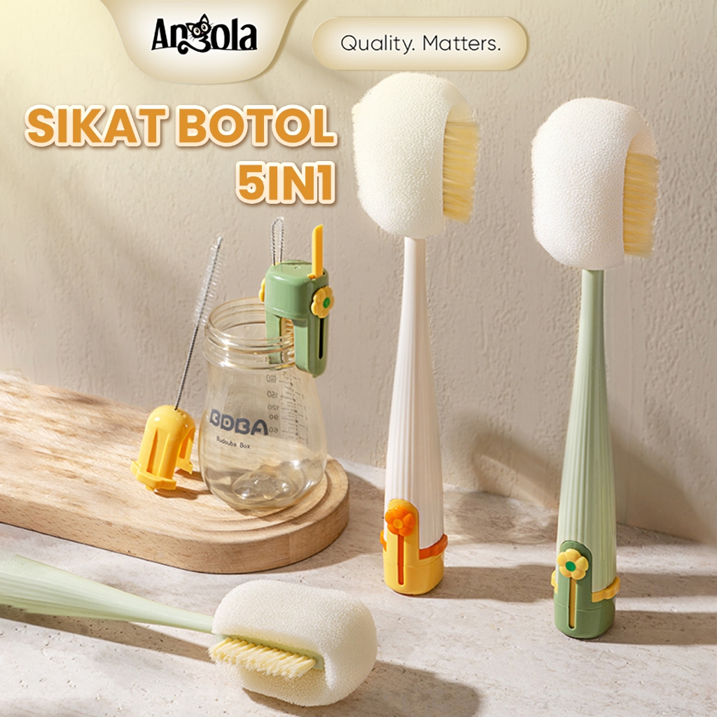 ANGOLA Sikat Pembersih Botol 5IN1 S39 Sikat Botol Bayi/Tumblr/Teko/Gelas Serbaguna / Bottle Brush