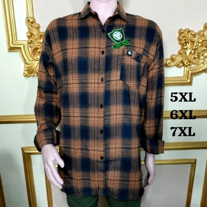 Kemeja Flannel Pria Jumbo 5XL 6XL 7XL Kemeja Pria Big Size Kemeja Flannel Pria Over Size