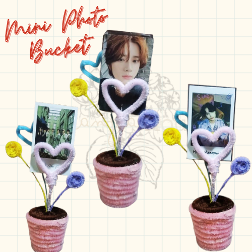 Pot Pajangan Foto Bunga Kawat Besi Hadiah Kado Unik Photocard