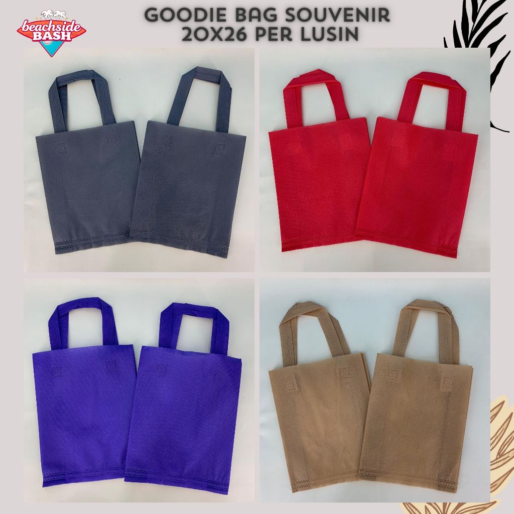 

spunbound tas goodiebag kecil per 12 pcs ukuran 20x26 cm warna warni