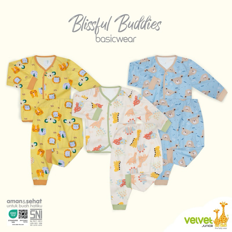 Velvet Junior Setelan Baju Kancing Tengah Lengan Panjang + Celana Panjang Motif