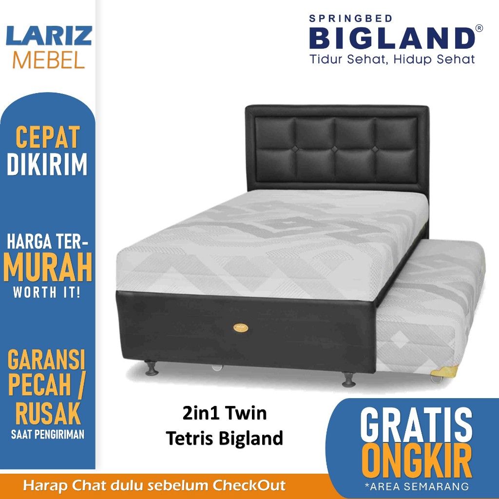 [PROMO] Twin 2in1 Sorong Bigland Twin tetris ukuran 120x200 cm springbed atas bawah toko lariz mebel