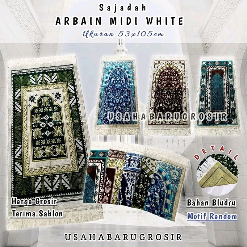PROMO Sajadah Semi Karpet Arbain Bludru Midi ukuran 55x100cm turki turkiye bulu
