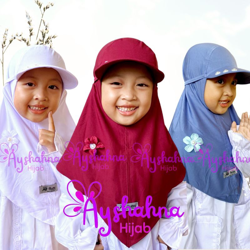 Jilbab Topi Sport Anak|kerudung Topi  anak 1-8 Tahun | Hijab Topi Jersey polos bunga