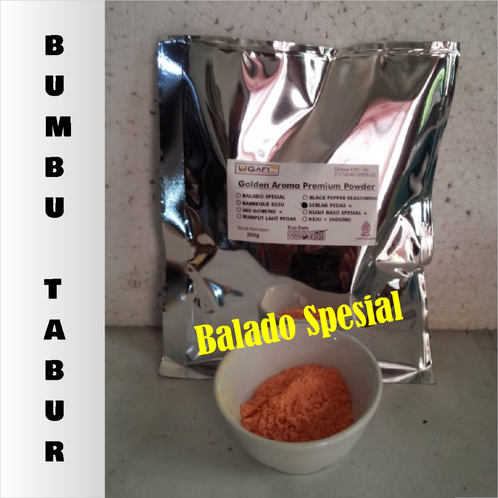 

Bumbu Tabur Balado Spesial 200g / Premium Bubuk Tabur Bumbu Balado Spesial Penyedap Rasa Pusat Bumbu Tabur