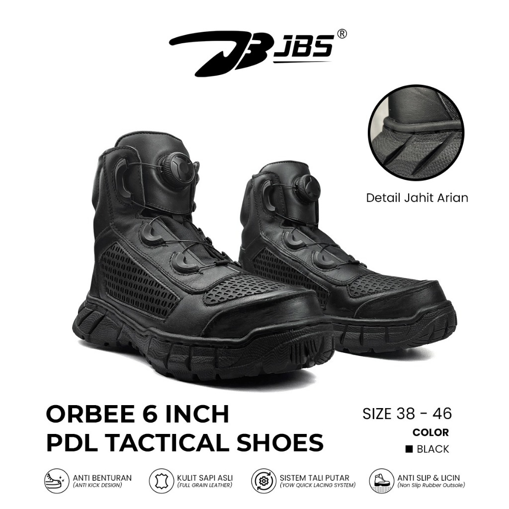 JBS Orbee 6 inch Hitam Tactical Sepatu Pdl Tali Putar