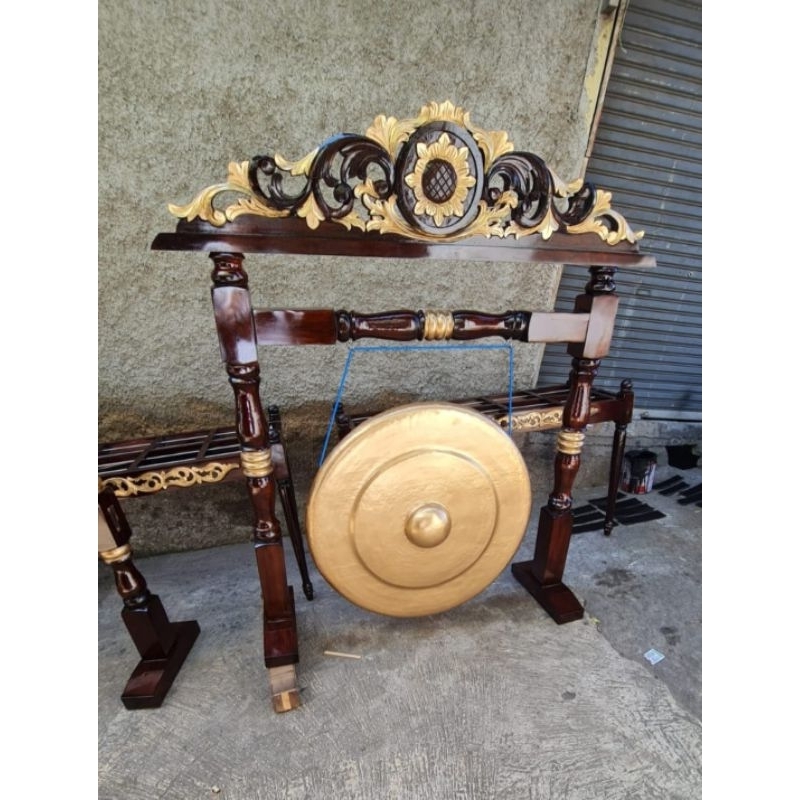 gong besi pencu kuningan 70 cm + tiang gong