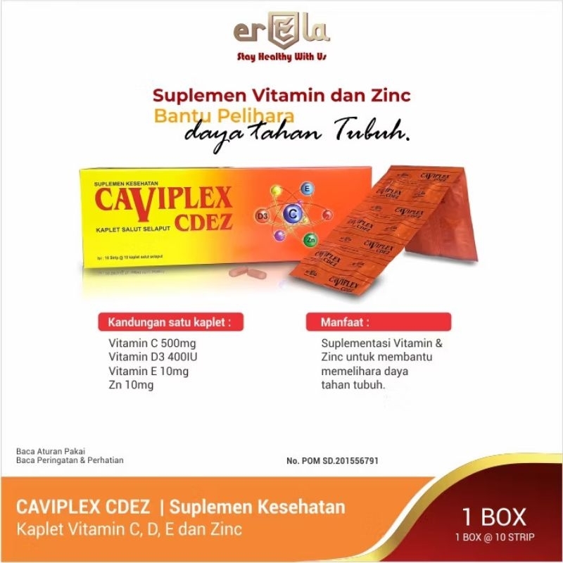 CAVIPLEX CDEZ box / suplemen daya tahan tubuh / vitamin dewasa / vitamin C D E Zinc