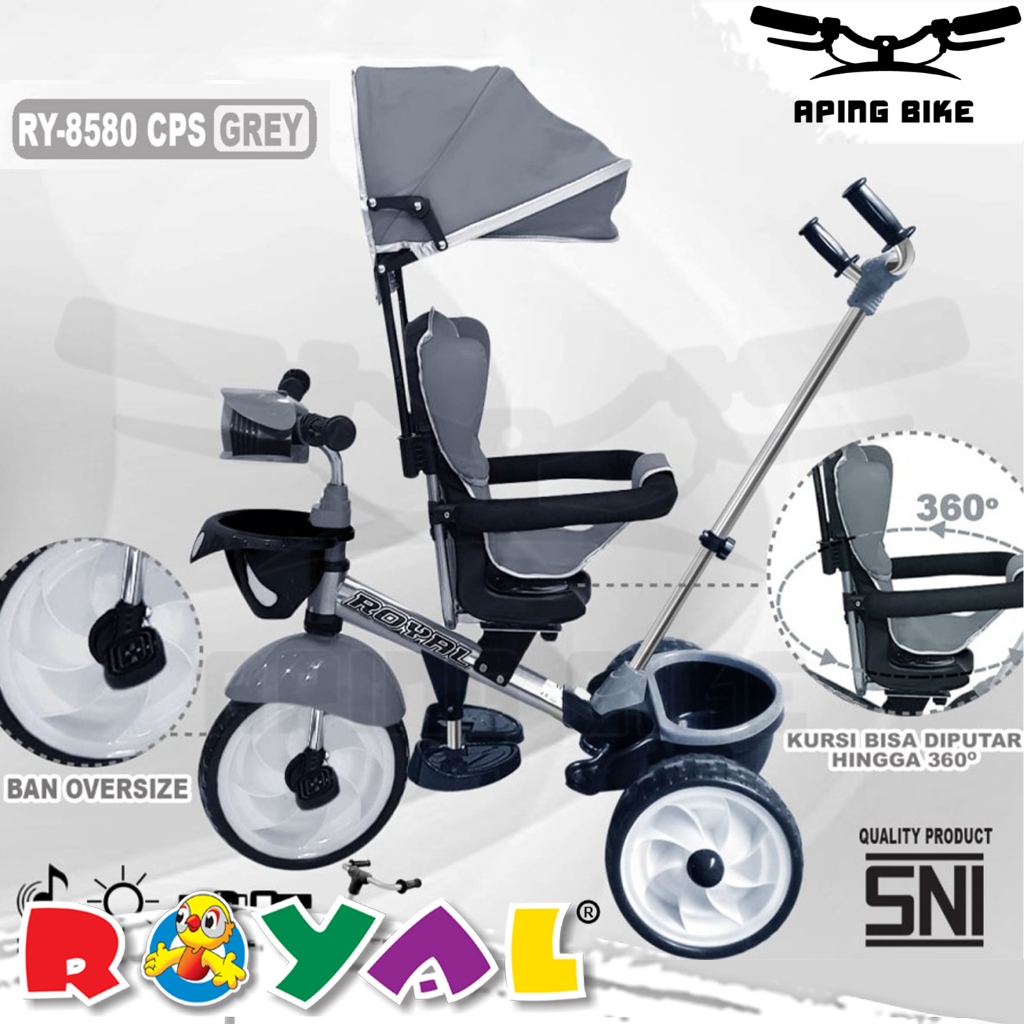 Sepeda Roda Tiga Royal RY-8580 CPS Kursi Putar 360° + Musik Tricycle Anak