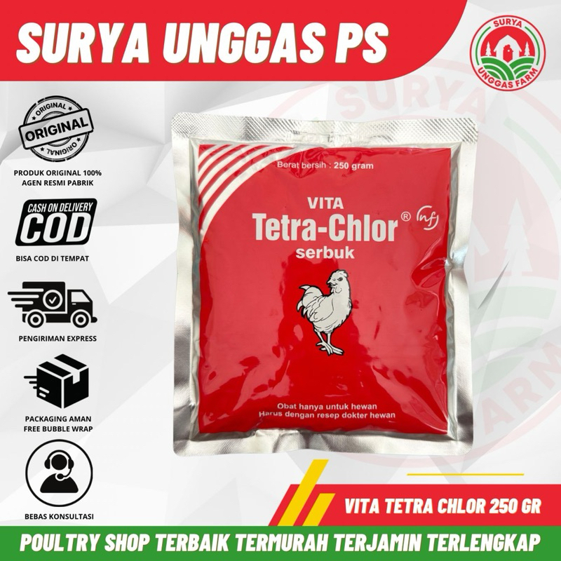 VITA TETRA CHLOR 250 GRAM MEDION - Vitamin Booster Serbuk Obat Untuk Ayam Ngorok CRD