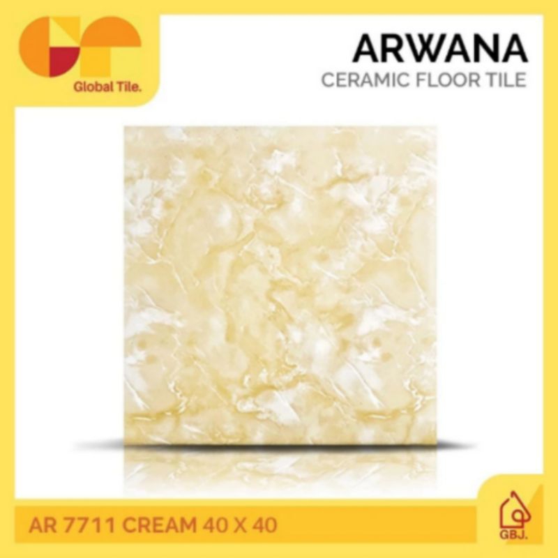 KERAMIK ARWANA 40 X 40 AR7711 CREAM / KERAMIK LANTAI MURAH GLOSSY