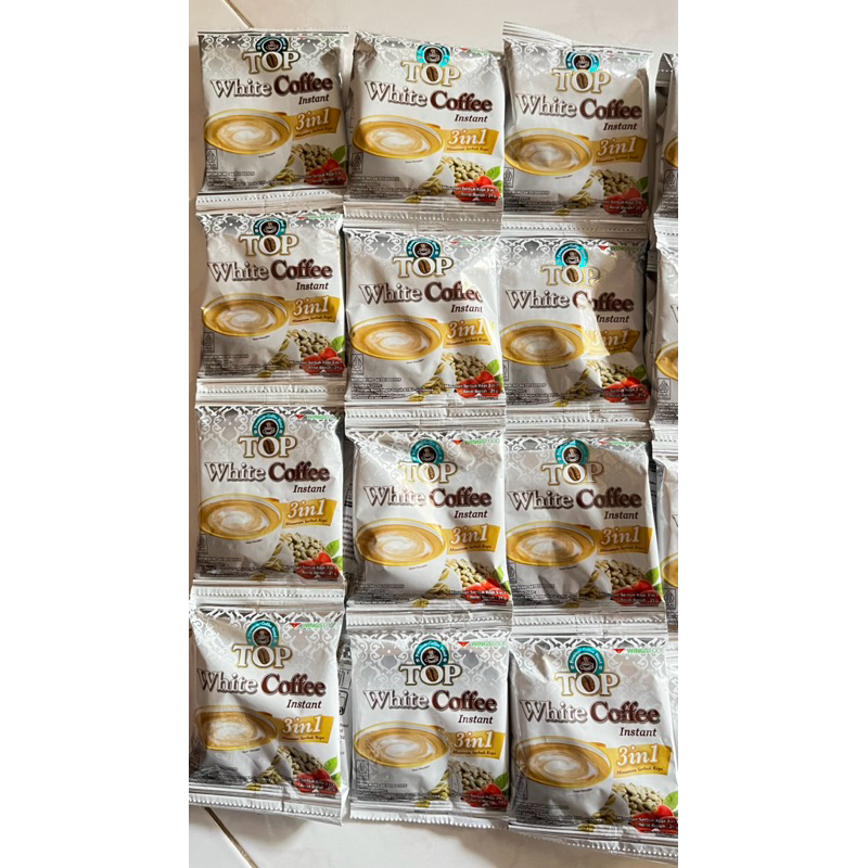 Top White Coffee 3in1 (1 renteng isi 12 sachet ) x 21 gr. Top kopi / top white coffee / kopi white