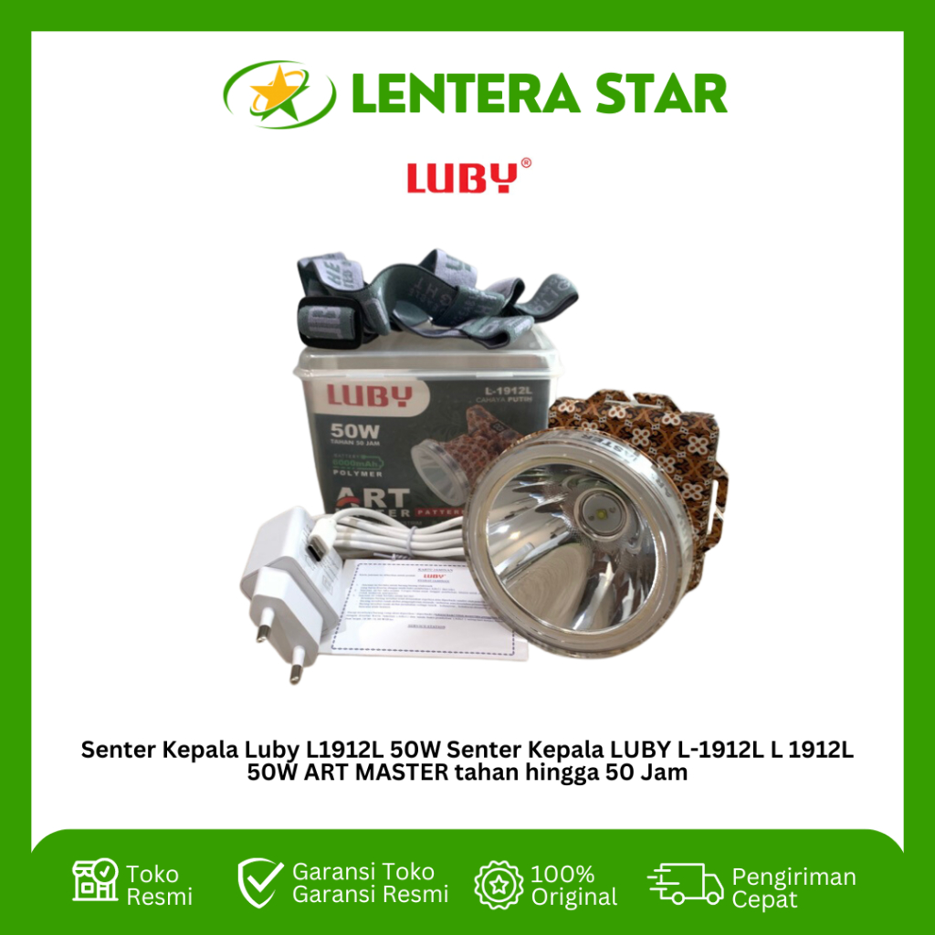 Senter Kepala Luby L1912L 50W Senter Kepala LUBY L-1912L L 1912L 50W ART MASTER tahan hingga 50 Jam