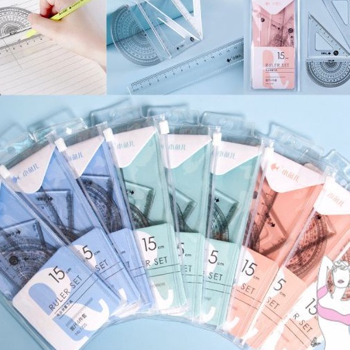 

TERBARU SS Penggaris Set 4IN1 15Cm Penggaris Bening Sekolah Isi 4Pcs Lucu Ruller Set Transparant Perlengkapan Sekolah Menggambar Pelajar Mahasiswa Motif Polos Kemasan Ziplock