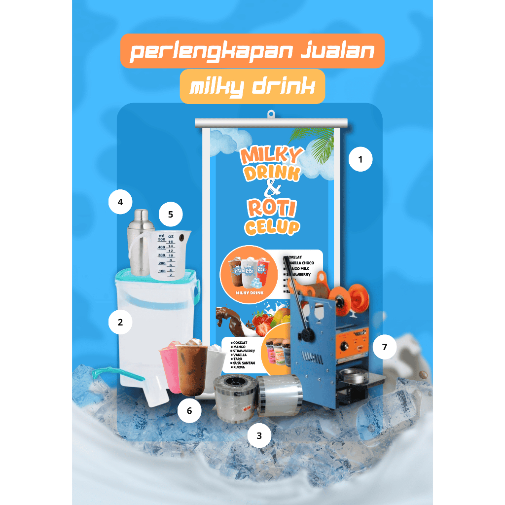 PERALATAN JUAL MILKY DRINK SEALER CUP DAN ICE BUCKET