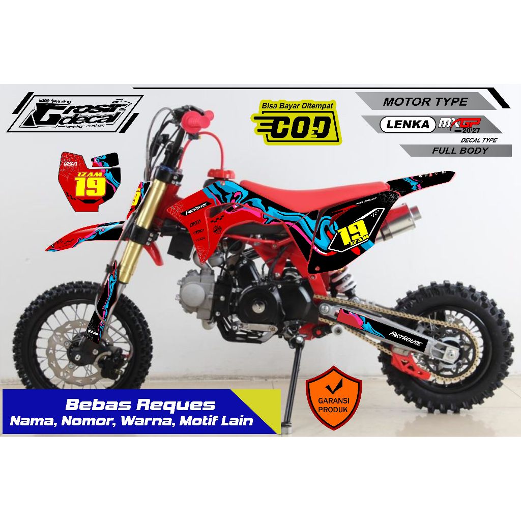 Sticker Decal Stiker Mini trail LENKA 50cc MC55 / 110cc MXGP20 Full Body Bebas Reques