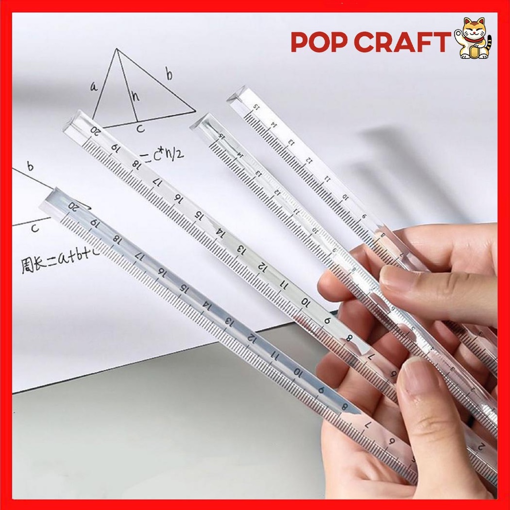 

PC Penggaris Aklirik 15Cm/20Cm Transparan Segitiga Ruler Aesthetic Penggaris Mistar Prisma ATK AT34