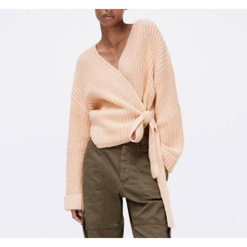 Zara pink peach wrap cardigan