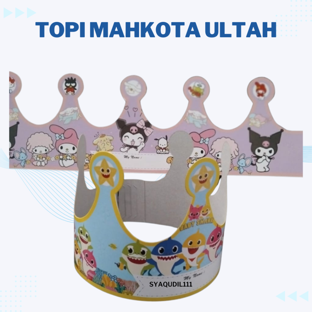 Topi Mahkota Ulang Tahun Anak Karakter Kartun Isi 10 / Topi Ulang Tahun Model Mahkota Lucu Bergambar