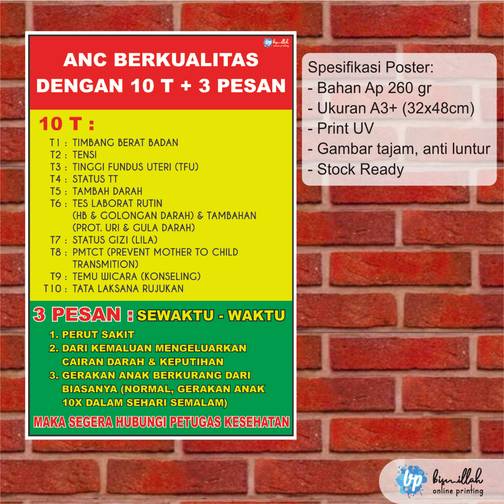 Poster kebidanan 10T + 3 pesan