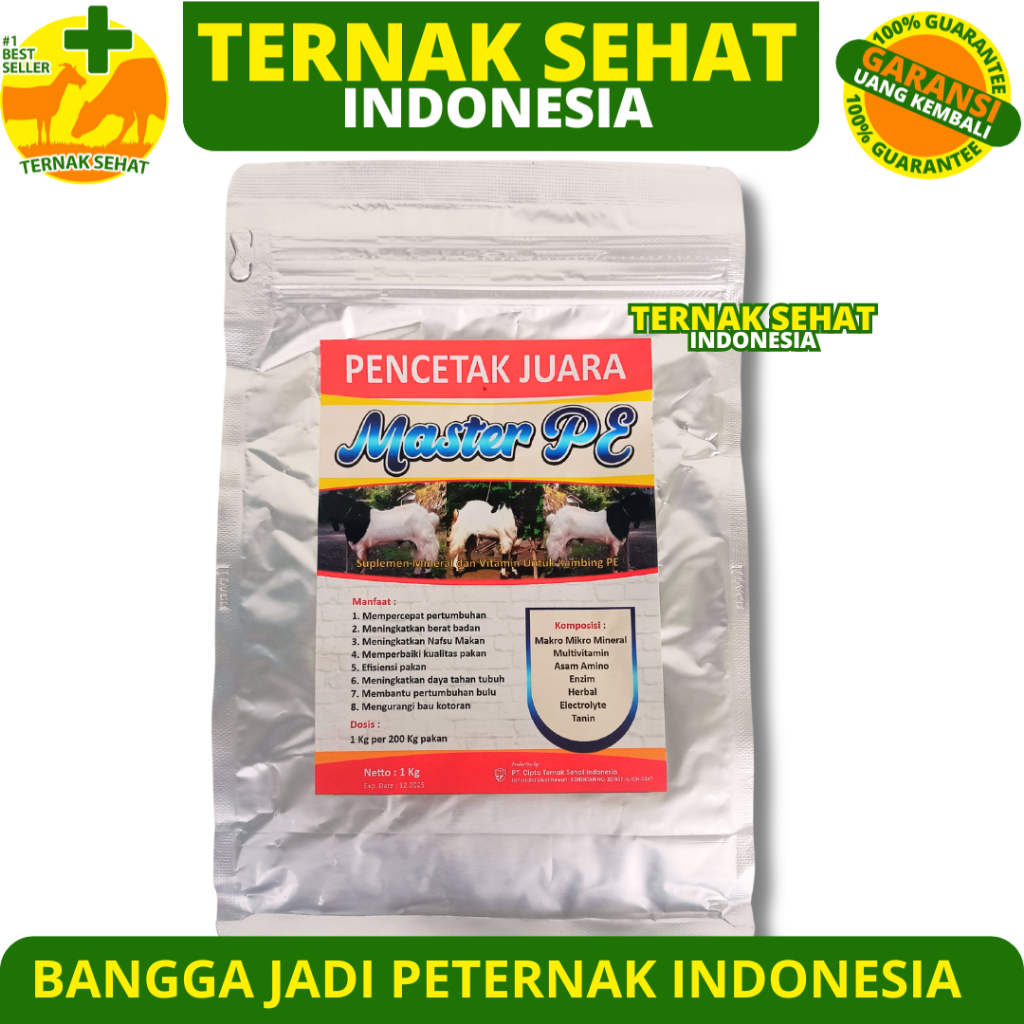 PREMIX KAMBING MASTER PE 1KG - Premix Kambing Pemacu Pertumbuhan Penggemukan & Pelebat Bulu Kambing
