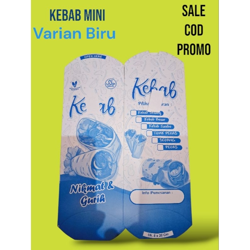 

[100pcs]Bungkus,Dus,Wadah Kebab Mini uk.20x8 cm varian Biru