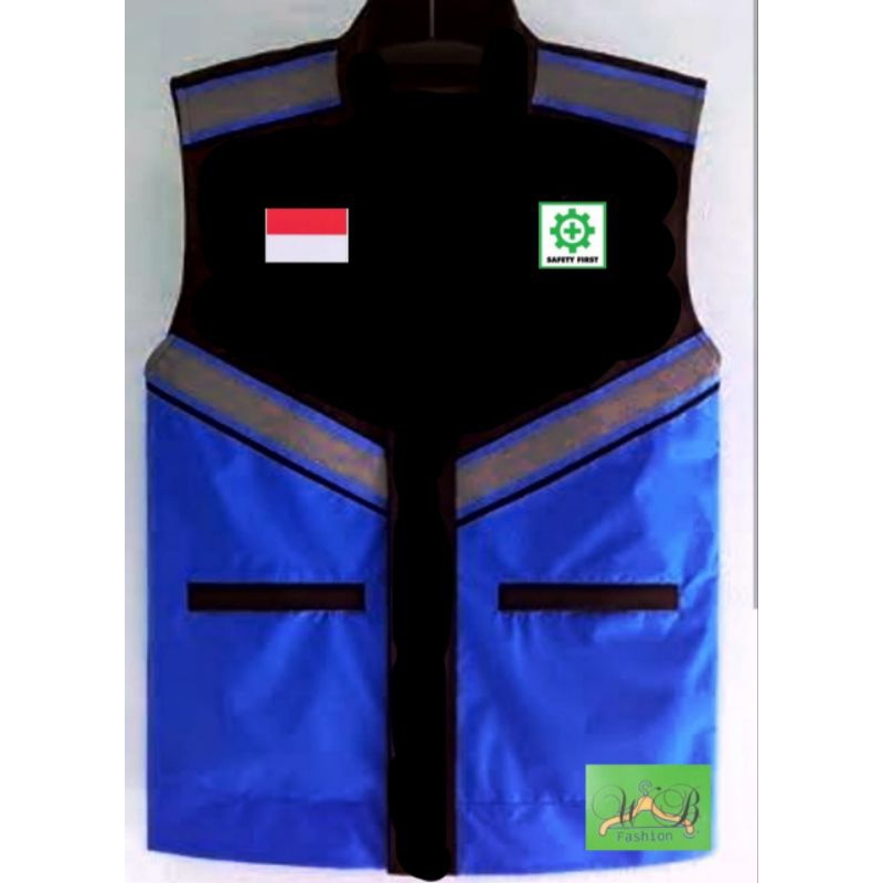 costom rompi seafty hitam/biru