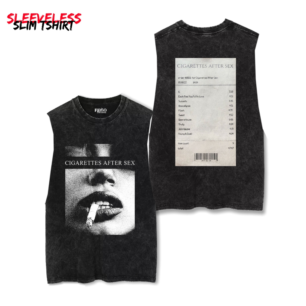 Fiego "CIGAR3TTES AFTER SX SET 1" | Premium slim Singlet T-Shirt | Stone Wash