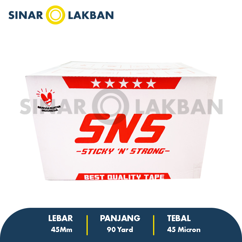 

1 Karton Lakban Bening / Coklat 90 Yard x 45 Mm x 45 Mic (SNS) SINAR LAKBAN (KHUSUS SAMEDAY)