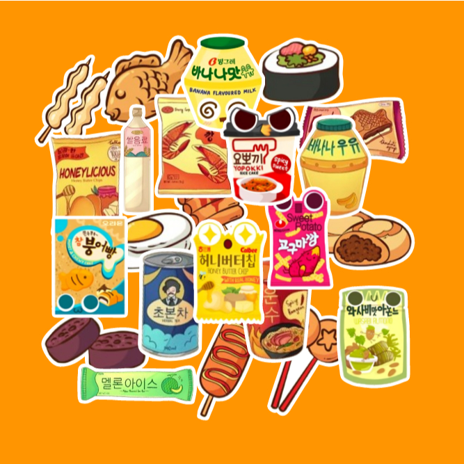 

Stiker Pack Korean Snack Lucu Kekinian Keren Aesthetic HP Laptop Tab Notebook Tumblr (23 pcs)