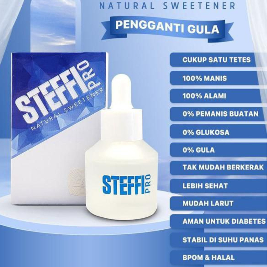 

Steffi 30ml Pemanis Alami Pengganti Gula Alami - 0%Glukosa 0%Karbohidrat 0%Kalori - Dari Daun Stevia