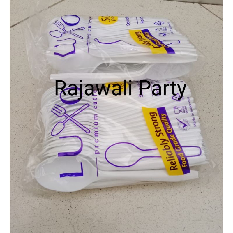 Sendok Plastik Sp Bulat Luxor Putih isi 50pcs/Sendok Es Buah/Sendok Bubur/Sendok Salad/Sendok Plasti