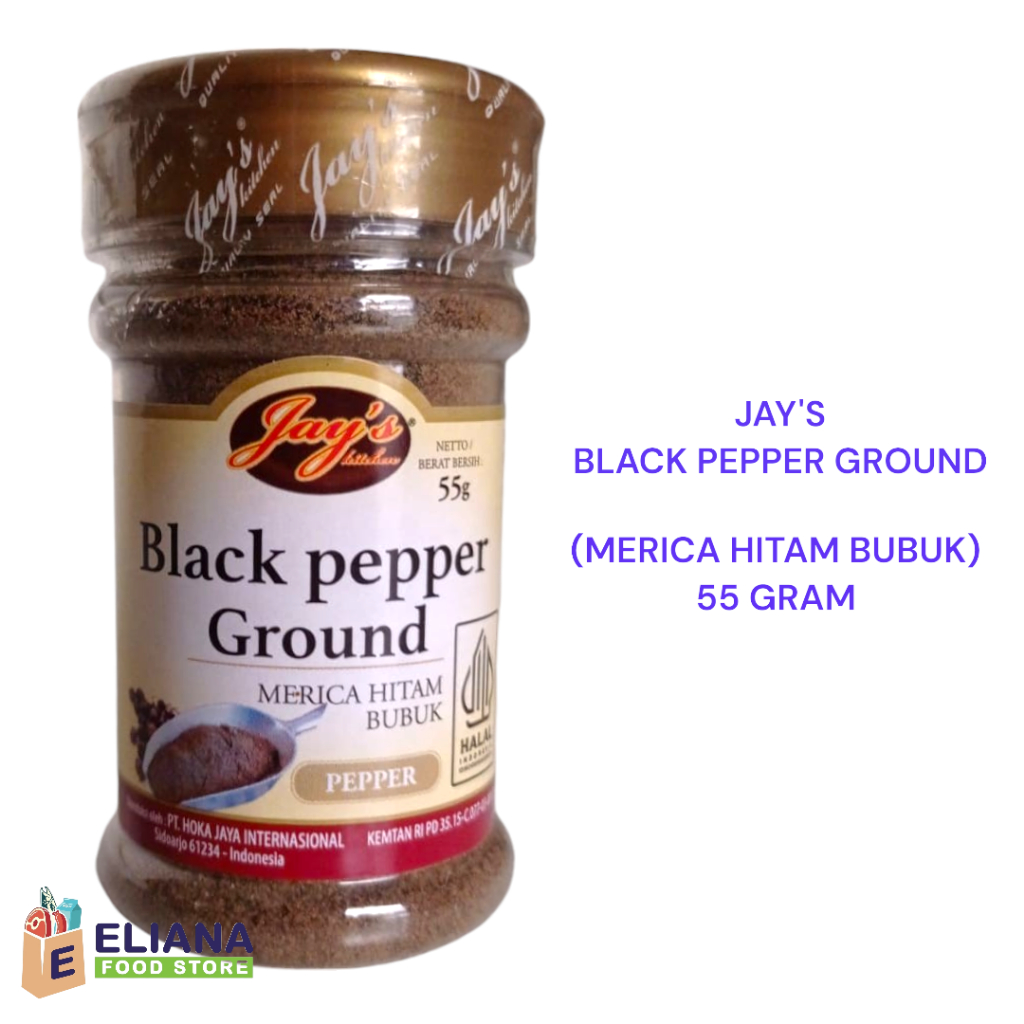

JAY'S BLACK PEPPER GROUND NO MSG 55 GR / JAY'S MERICA HITAM BUBUK / LADA BUBUK