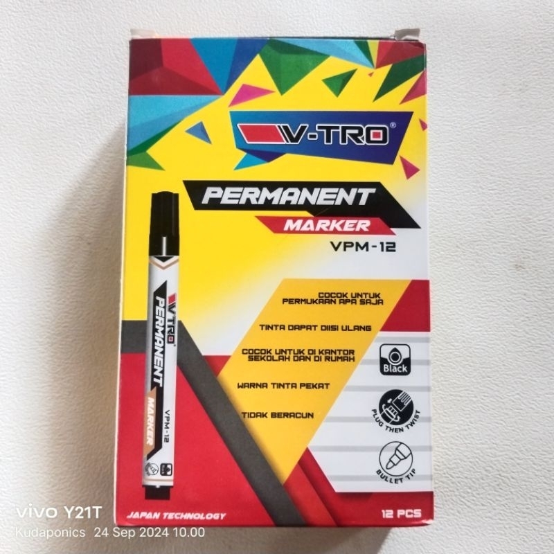 

V-TRO Spidol Permanent Marker Black VPM-12 Spidol Permanen V-TRO Warna Hitam VPM-12