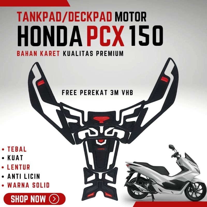 VARIASI TANKPAD PCX 150 | AKSESORIS DECKPAD PCX 150 | KARPET PCX 150 BAHAN KARET KUALITAS PREMIUM