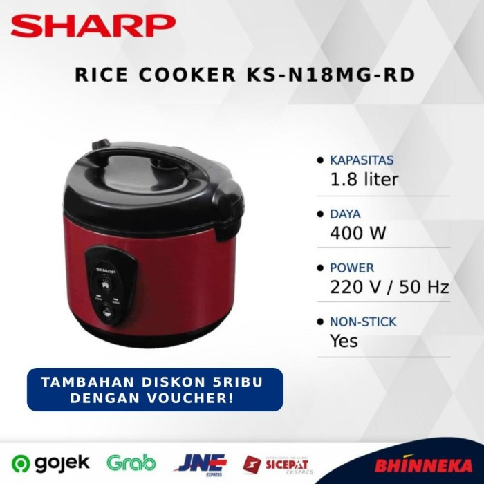 SHARP RICECOOKER KS-N18MG-RD/PK