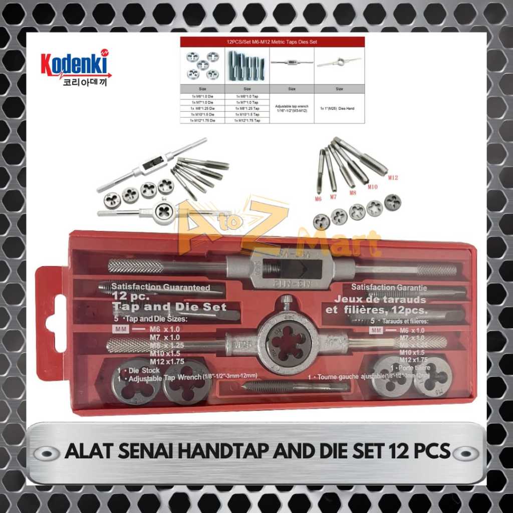 ALAT GAGANG STANG SETANG HAND TAP HANDTAP AND DIES SET TAP SENAI SNAI SNEI PEMBUAT LUBANG ULIR DRAT 
