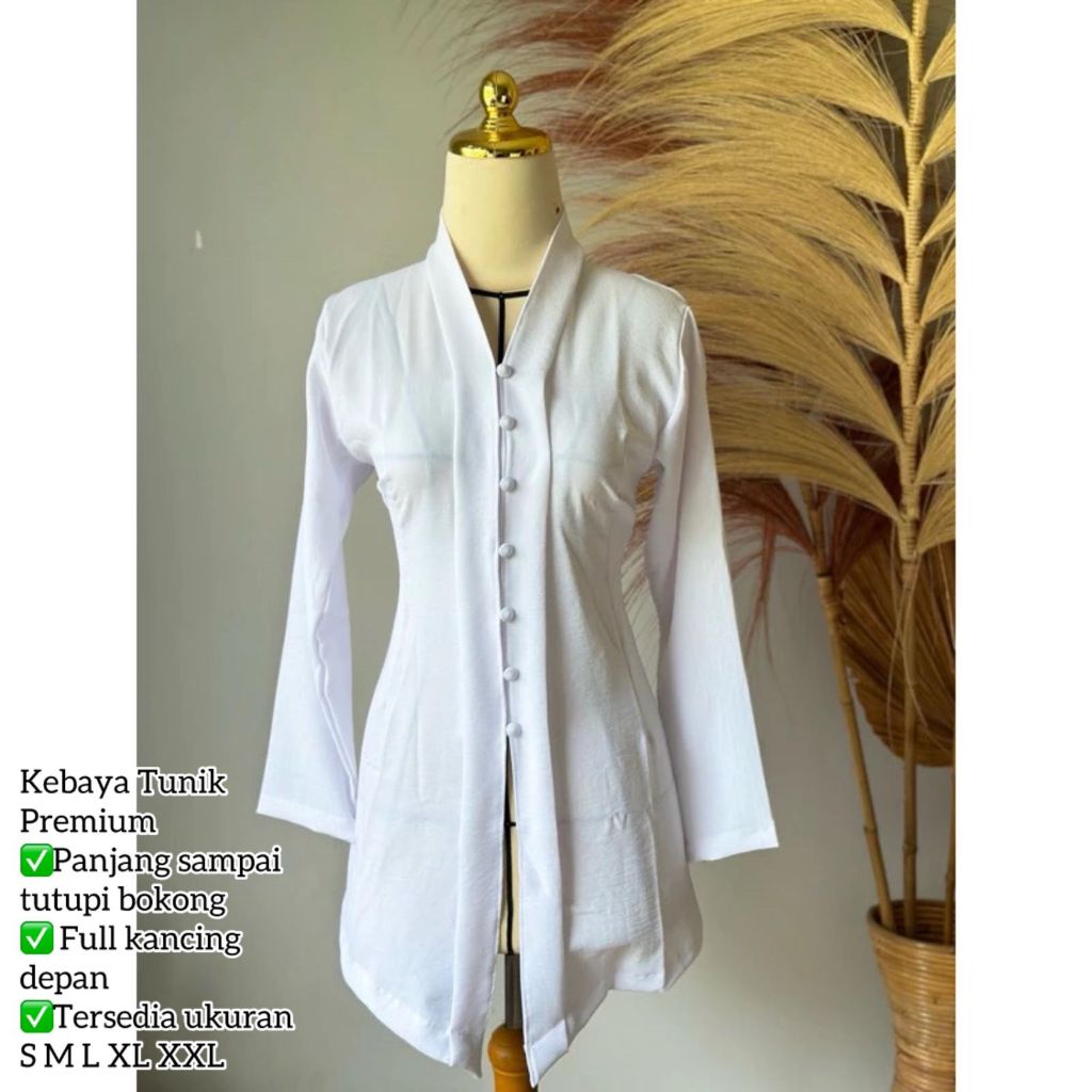 Atasan Kebaya Kutubaru Panjang Halus Strait Akad Baju Muslim Tunik Tradisional Jawa Kondangan Lamara