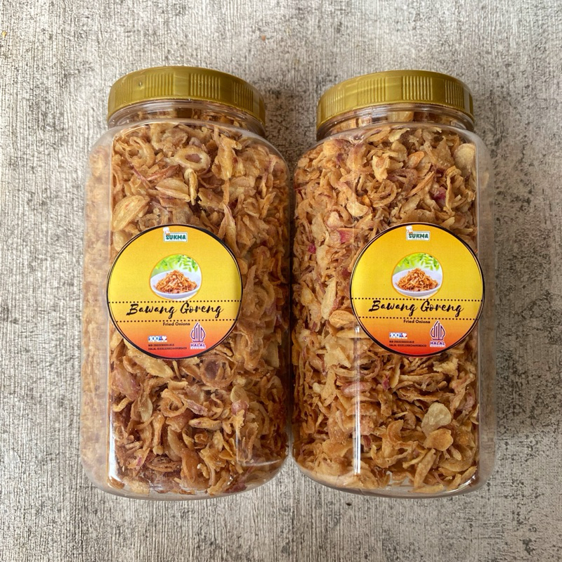 

Bawang Goreng Asli Brebes ( paket 2toples ) 200gram Kemasan Toples Premium Gurih Renyah