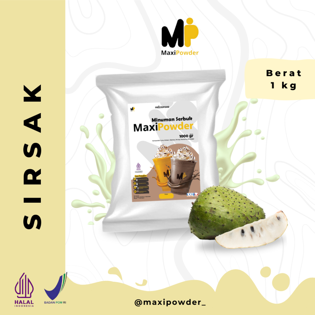 

Bubuk Minuman Rasa Sirsak 1kg / Minuman Kekinian Sirsak Termurah / MaxiPowder