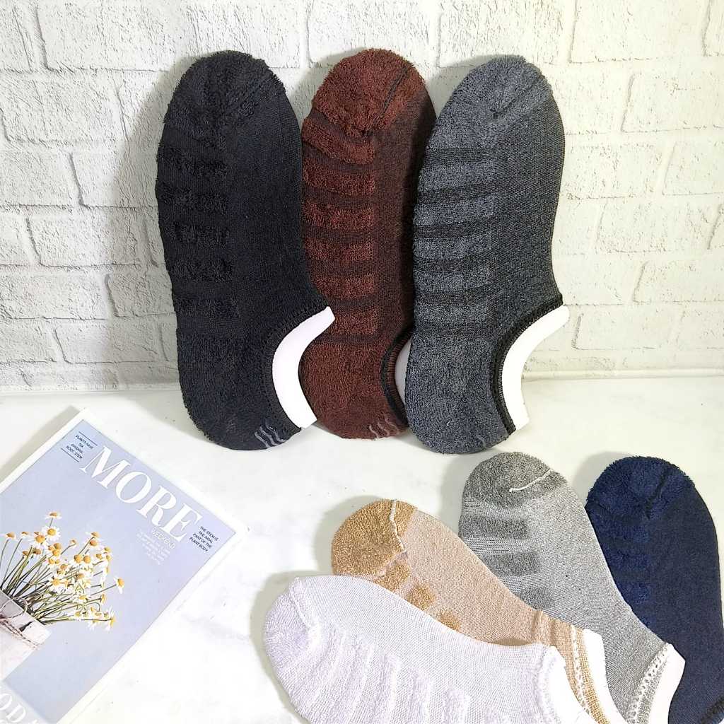 Kaos Kaki Pendek Tebal Serat Bamboo Handuk / Kaos Kaki Hidden Pria Wanita / Kaos Kaki Arang Color Bo