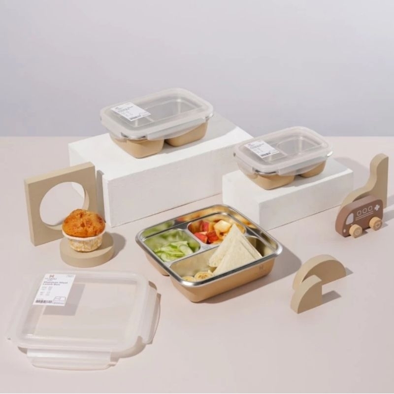 RJ8 HUGGY BABY Stainless Steel Lunch Box 550ml 850ml 1200ml Kotak Makan Stainless Anak