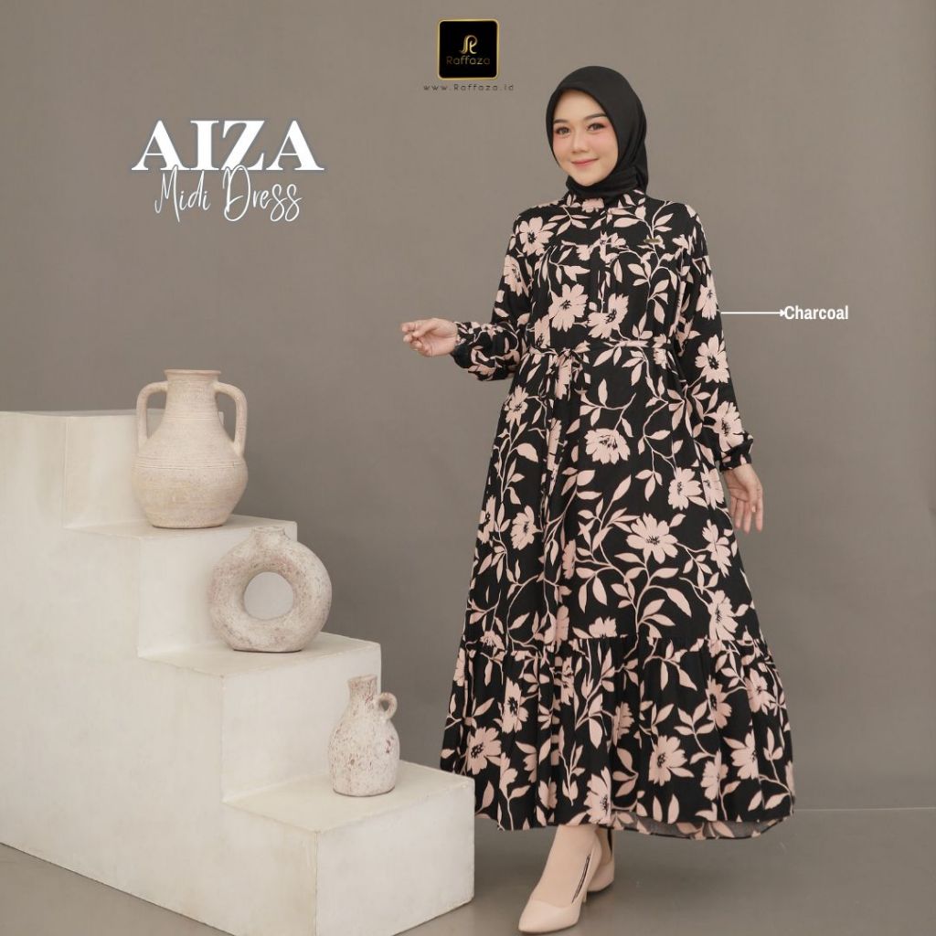 AIZA MIDI DRESS PREMIUM BY RAFFAZA MIDI RAYON PREMIUM DAILY MIDI DRESS JUMBO