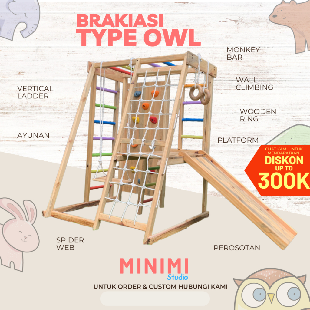 Brakiasi Type OWL - Wall Indoor Gym Kids Anak Tangga Brakiasi