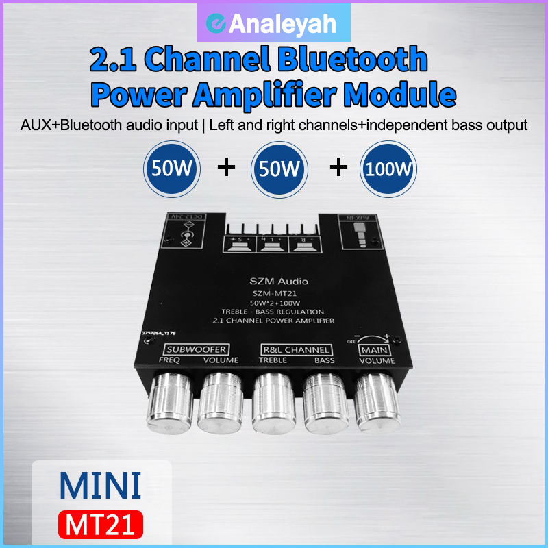 Power Amplifier Board MT21 Bluetooth 5.0 Audio Stereo Bass  50Wx2+100W Amplifier Mini Bluetooth Clas