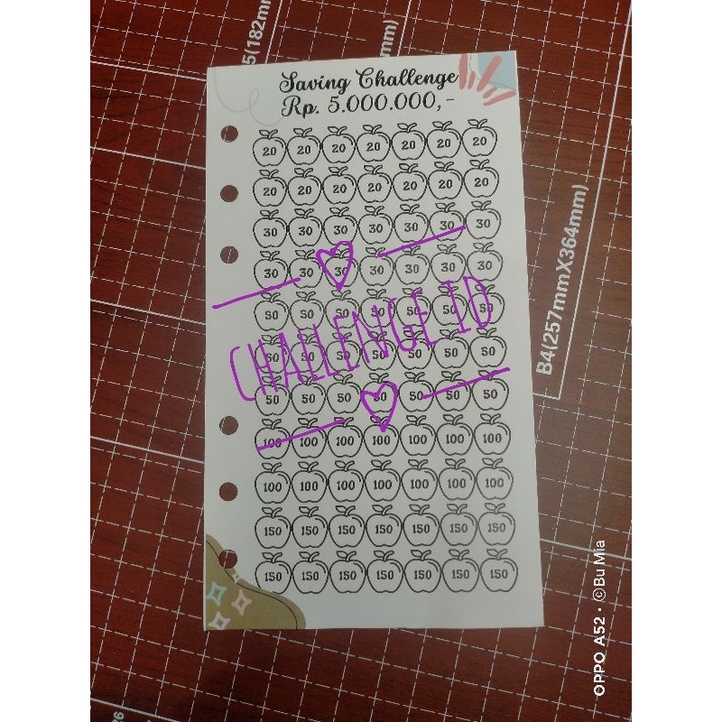 

Isi Binder A6 Saving Challenge Nabung Harian